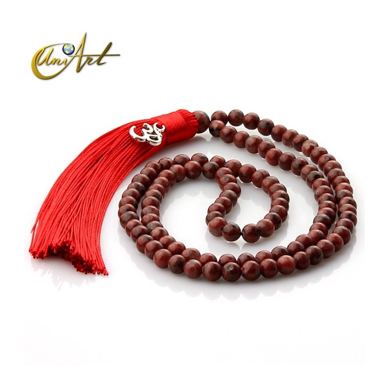 Japa Mala de Jaspe con cuentas de 6 mm y OM - Sésamo