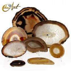 Brown agate, geode with quartz crystals