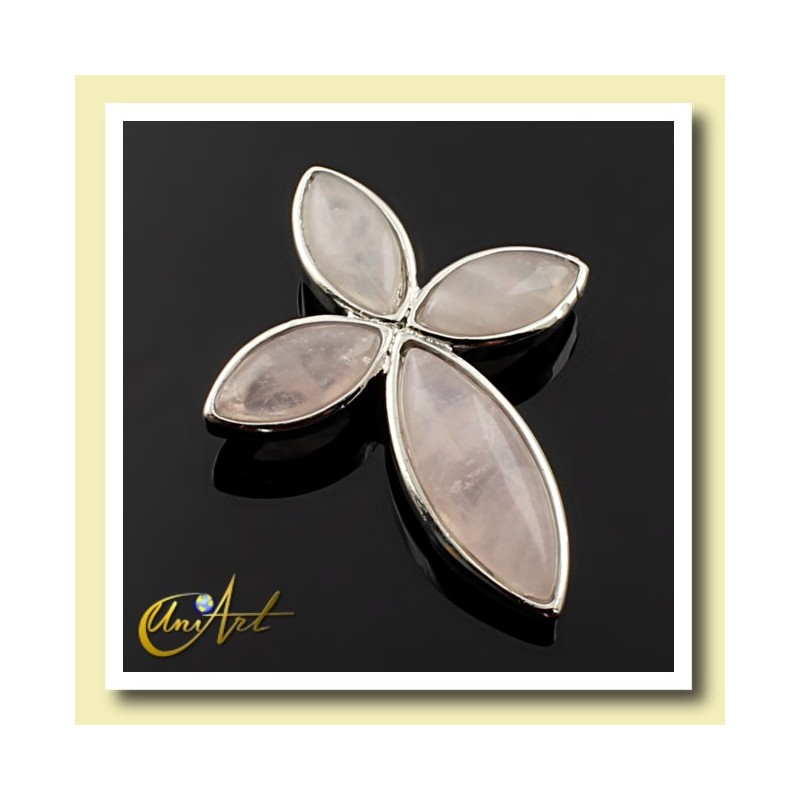Colgante Cruciforme con Cuarzo rosa