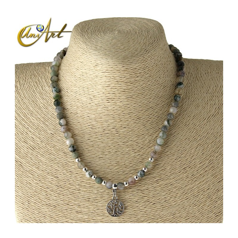 Tree of Life necklace - mossy agate