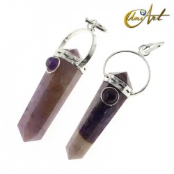 Amethyst double-ended tip pendant with natural stone - Amethyst