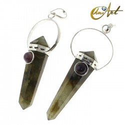 Labradorite in Double-ended point pendant with natural gem - Amethyst