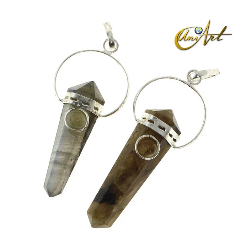 Labradorite in Double-ended point pendant with natural gem - Citrine
