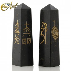 Obelisk with Reiki symbols - Tourmaline