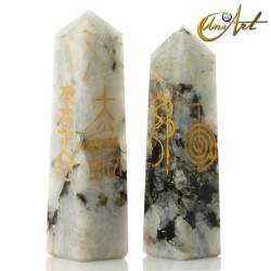 Obelisk form conductor with Reiki symbols - Moonstone