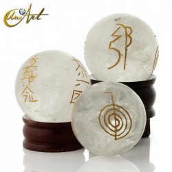 Esfera de cuarzo con símbolos Reiki - Cuarzo cristal