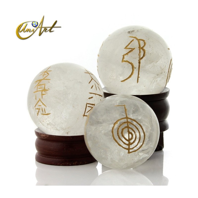 Esfera de cuarzo con símbolos Reiki - Cuarzo cristal