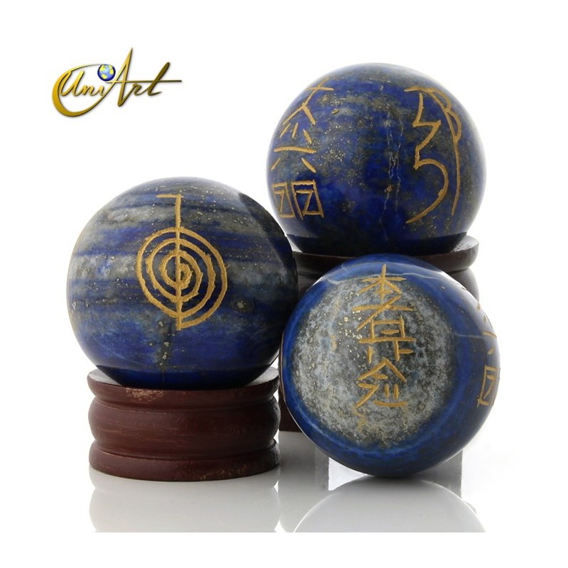 Esfera con símbolos Reiki de Turmalina o Lapislázuli - Lapislázuli