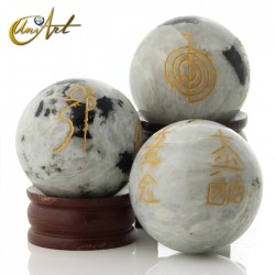 Sphere with Reiki symbols - Moonstone