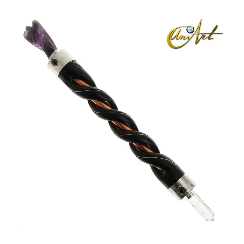 Varita de poder de madera con ángel - Amatista
