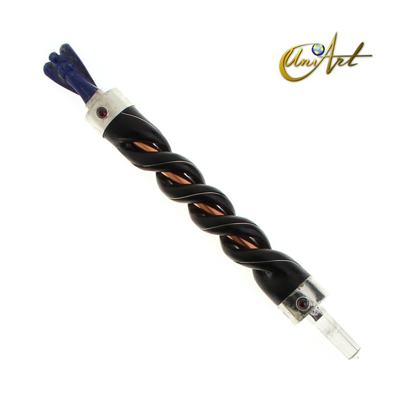 Varita de poder de madera con ángel - Lapislázuli