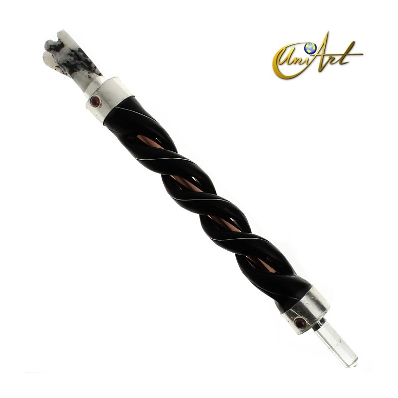 Varita de poder de madera con ángel - Piedra Luna