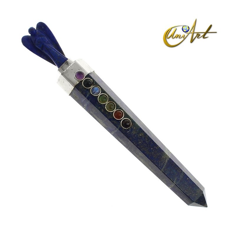 Stone Healing Wand with angel and Chakras´stones - Lapis lazuli