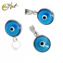 10 mm Turkish Eye in siver and lampwork -blue