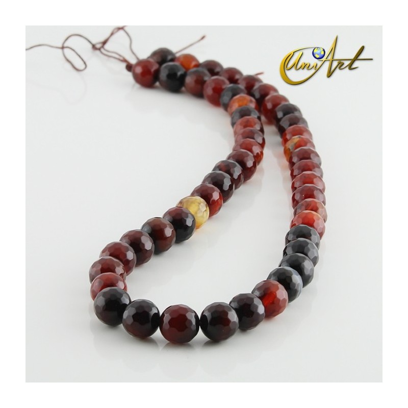 Hilos de bolas facetadas de ágata marrón