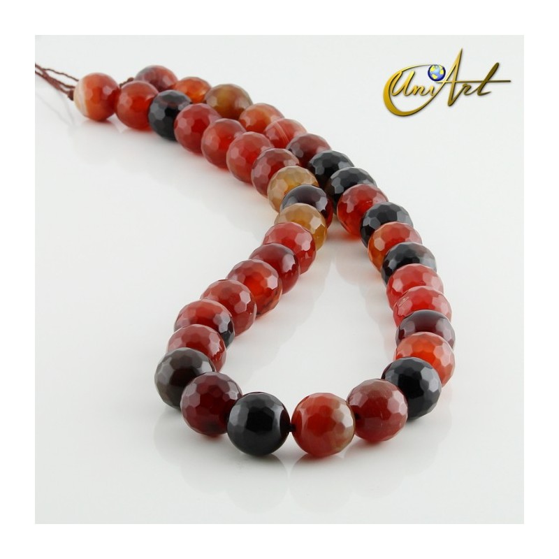 Hilos de bolas facetadas de ágata marrón