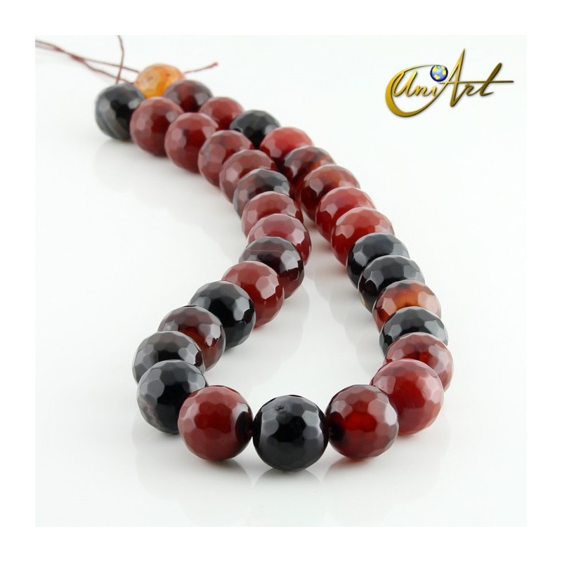 Hilos de bolas facetadas de ágata marrón