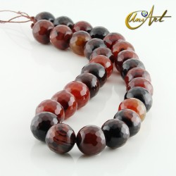 Strands of brown agate faceted round beads