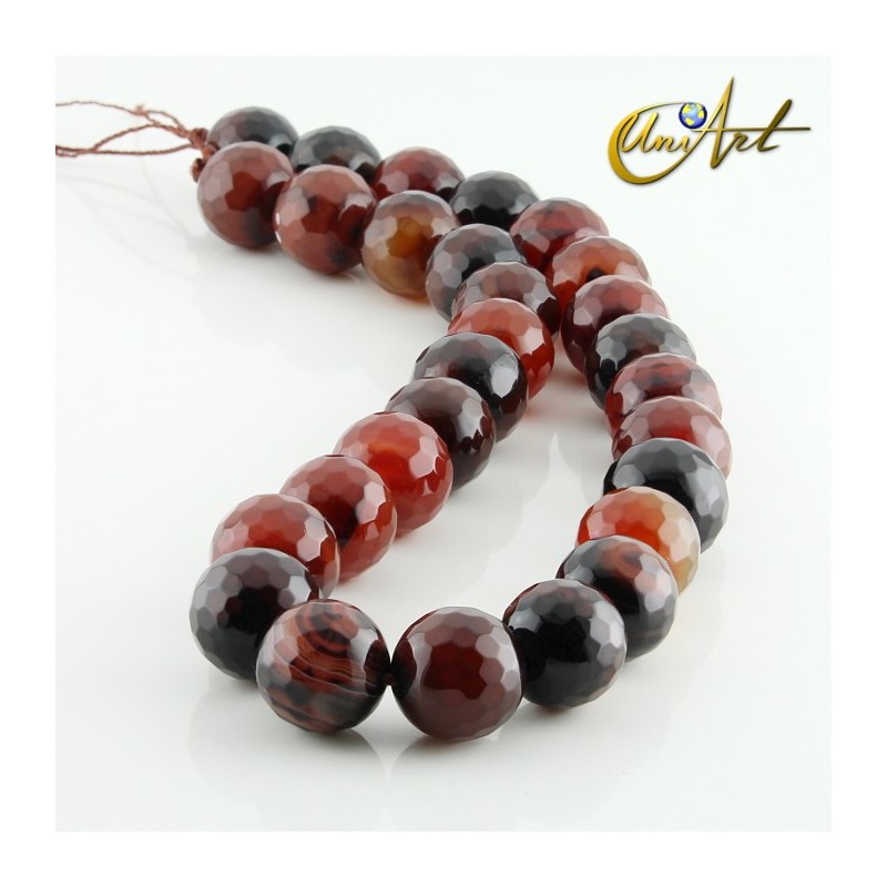 Hilos de bolas facetadas de ágata marrón