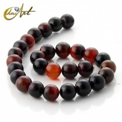 14 mm Brown agate round beads