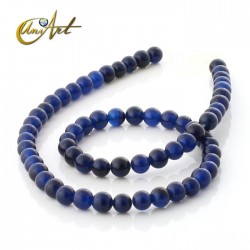 Dark blue pierced agate beads
