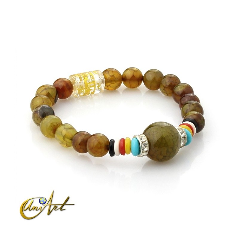 Dragon Agate bracelet with mantra, small