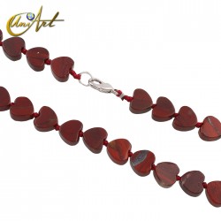 Heart necklace in red jasper