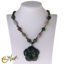 Indian agate necklace with flower pendant