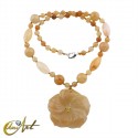 Yellow calcite necklace with flower pendant