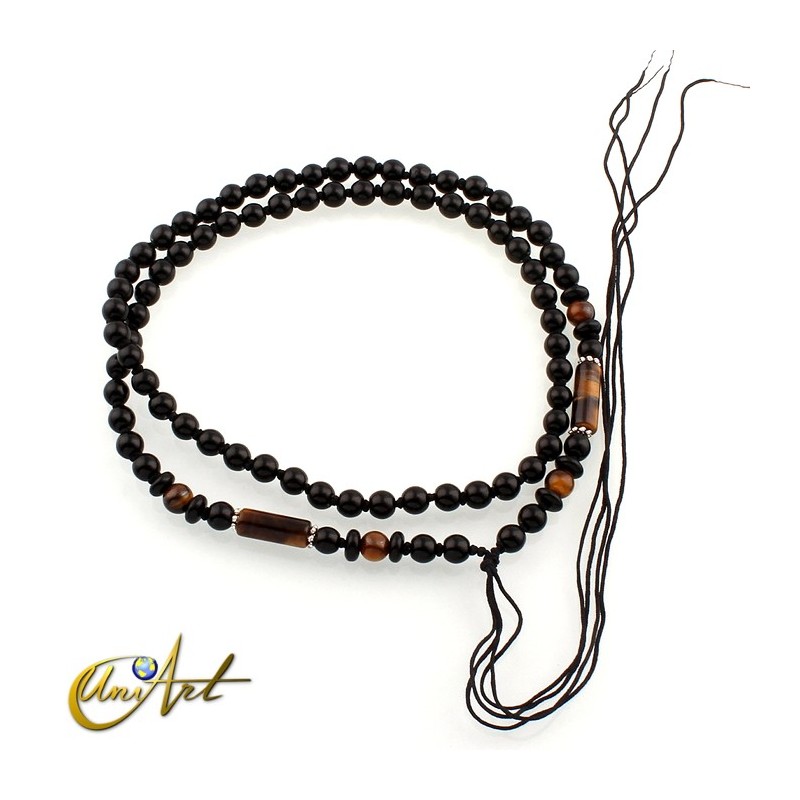 Onyx and tiger eye hanging necklace