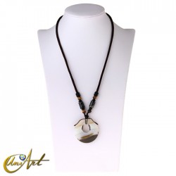 Polyamide cord with agate and tiger eye - example with pendant
