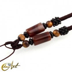 Polyamide cord with agate and tiger eye - model 1