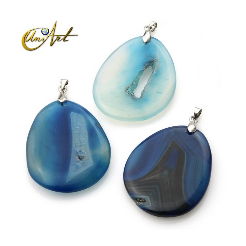 Blue Agate pendant with crystallization