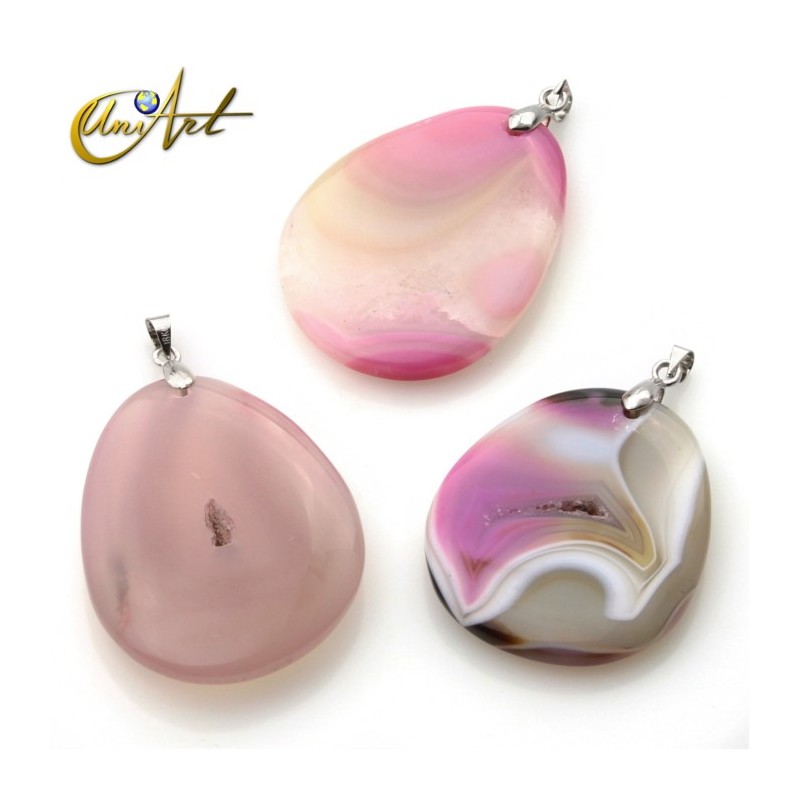 Pink Agate pendant with crystallization