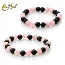 Love and Seduction bracelet of rose quartz and onyx