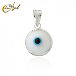 10 mm Turkish Eye in siver and lampwork - white