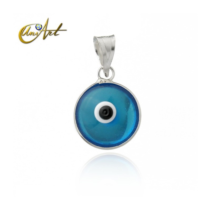 10 mm Turkish Eye in siver and lampwork - blue