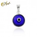 10 mm Turkish Eye in siver and lampwork - dark blue