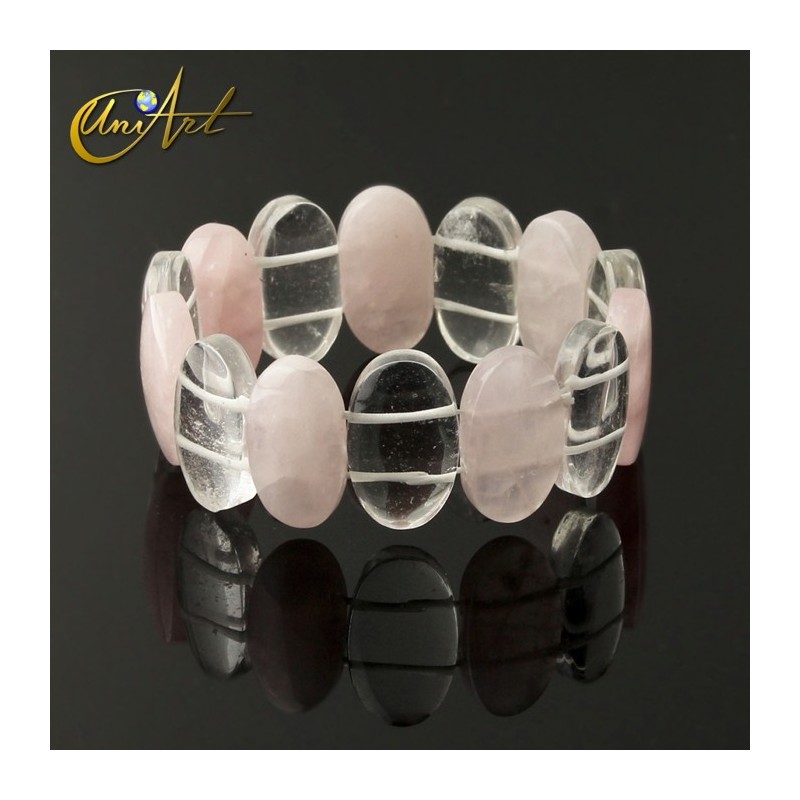 Pulsera Modelo Ovales - cuarzo rosa