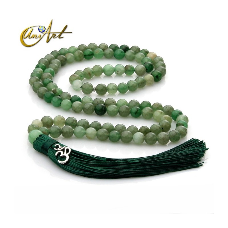 Tibetan Buddhist Mala Beads of aventurine 8 mm green aventurine