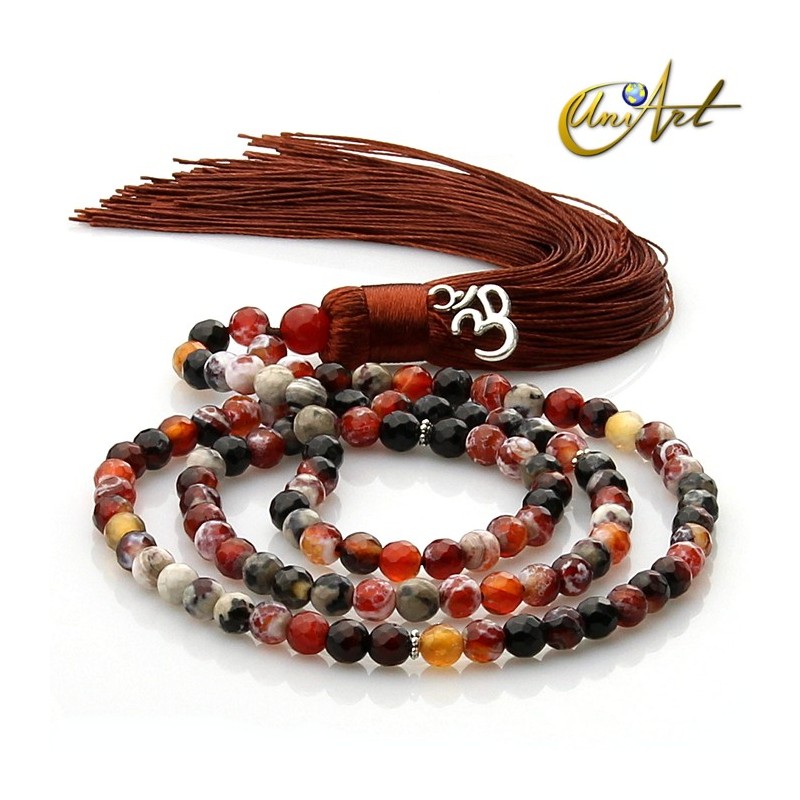 Ember Agate tibetan Buddhist Mala 6 mm Beads