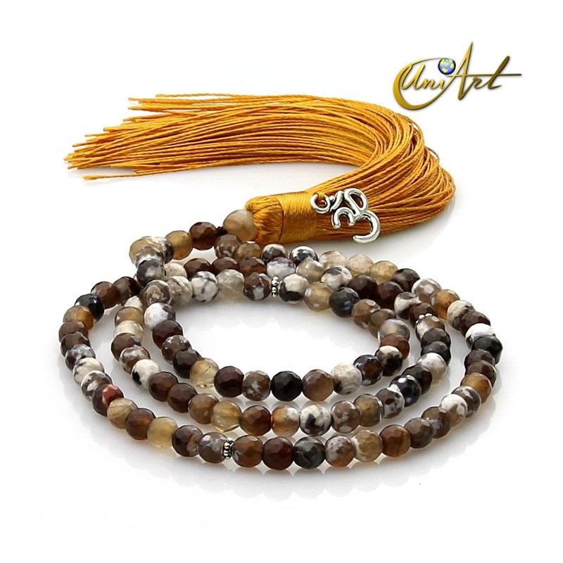 Grizzly Agate tibetan Buddhist Mala 6 mm Beads