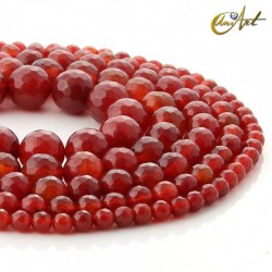 Faceted carnelian round beads
