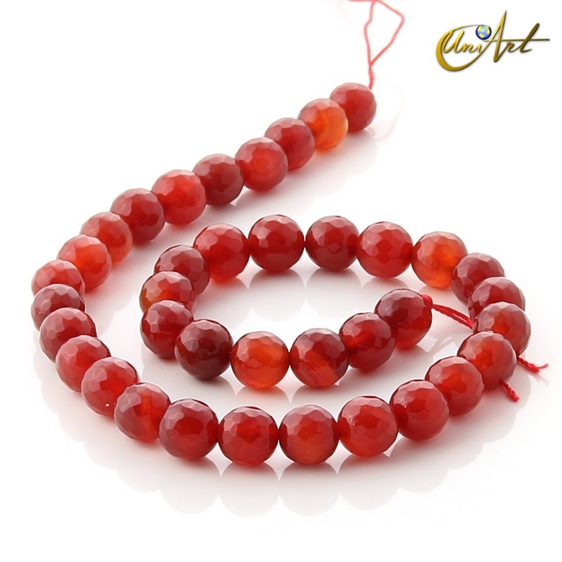 Bolas facetadas de carneola - 10 mm