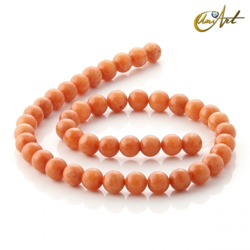 Aventurina naranja - tiras de cuentas 8 mm