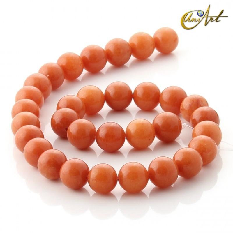 Aventurina naranja - tiras de cuentas 12 mm