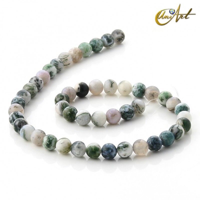 Tiras de Ágata musgosa 8 mm