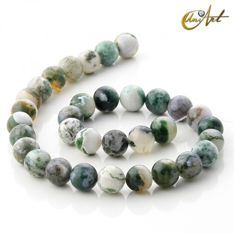 Tiras de Ágata musgosa 12 mm