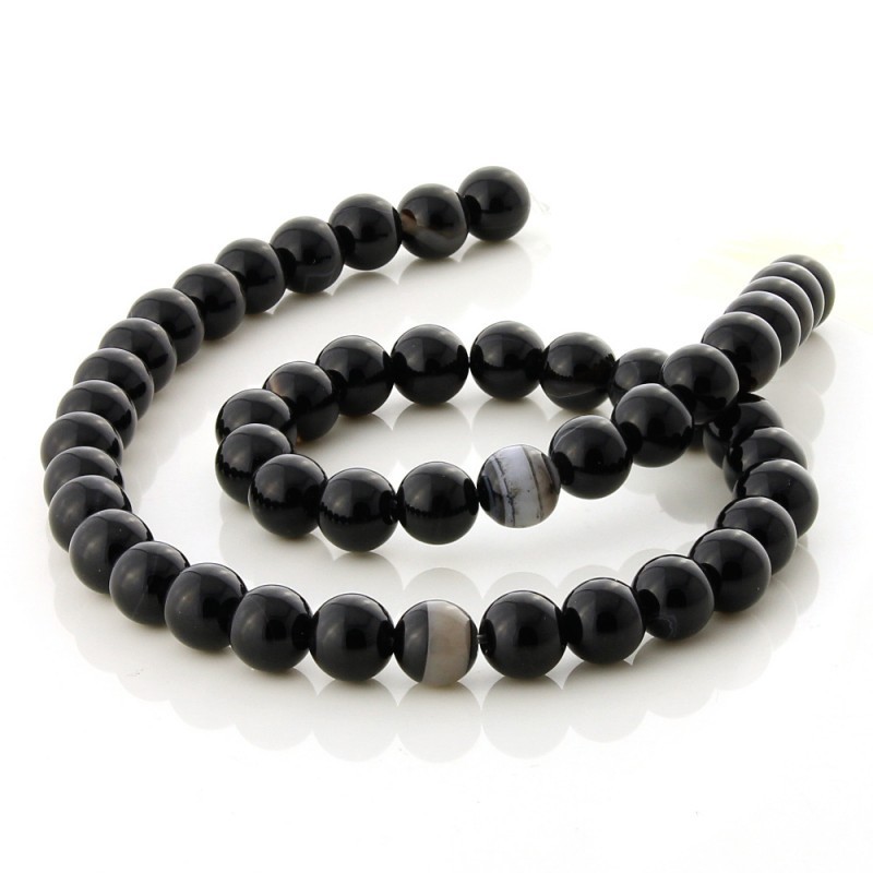 Ágata Negra bandeada - bolas 8 mm