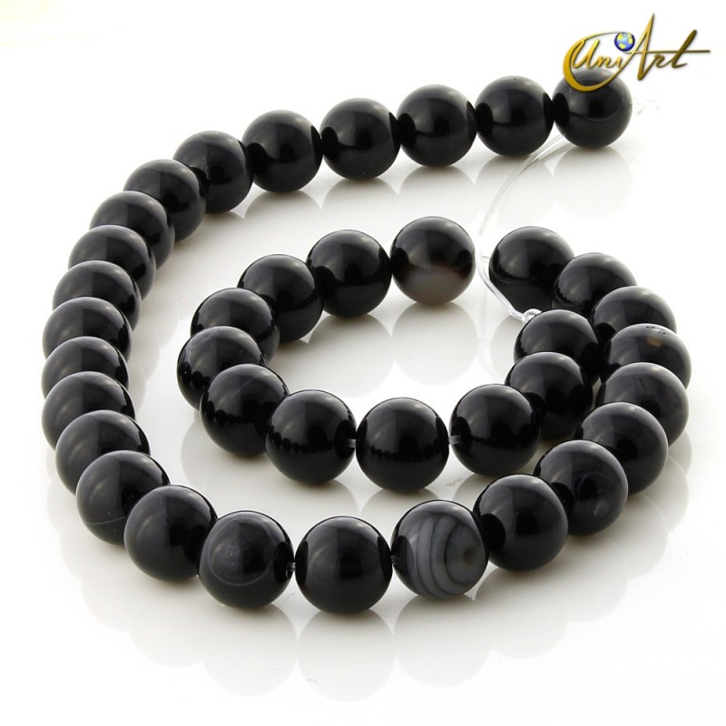 Ágata Negra bandeada - bolas 10 mm